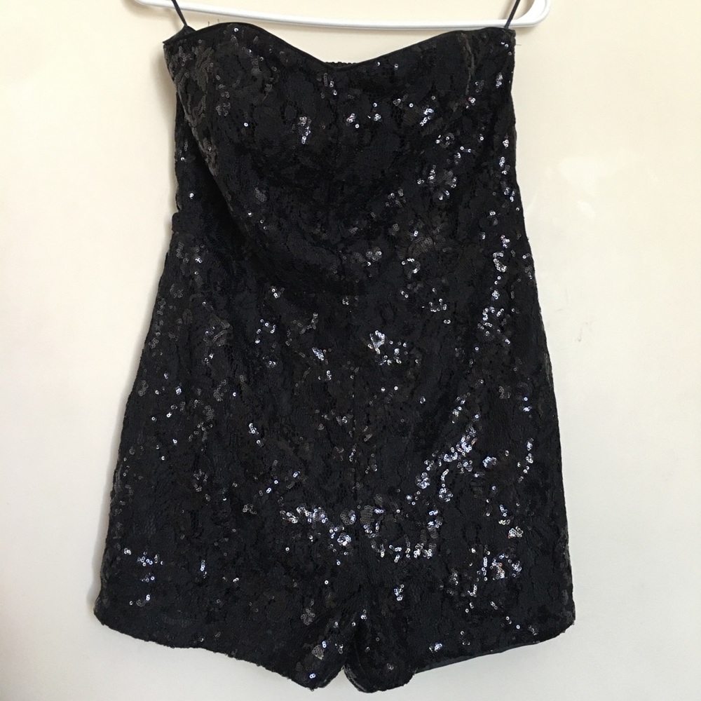 Express Strapless sequin romper